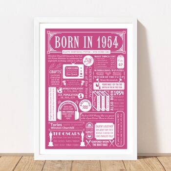 1954 Personalised 70th Birthday Fact Print Gift, 2 of 10