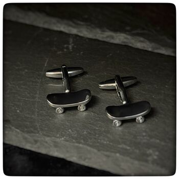 Personalised Silver Coloured Skateboard Cufflinks, 3 of 10