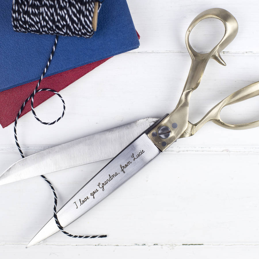Personalised Engraved Medium Or Large Brass Scissors By Signs For Life