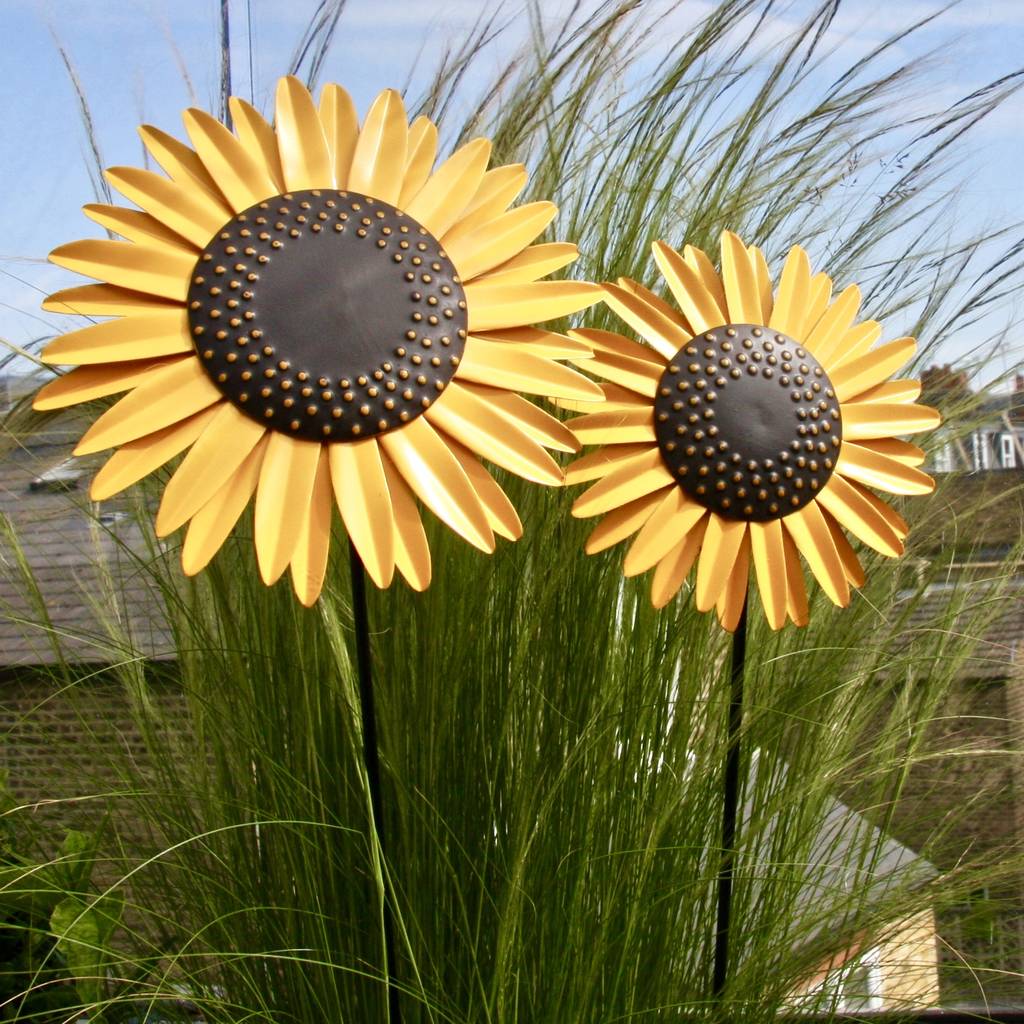 Recycled Metal Sunflower Stems By London Garden Trading |  