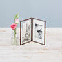 Antique Brass Recycled Glass Folded Double Photo Frame, thumbnail 9 of 12