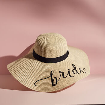 Bride Wide Brim Straw Sun Hat, 3 of 5