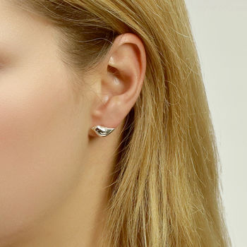 Silver Bird Ear Studs With Rubies, 2 of 7
