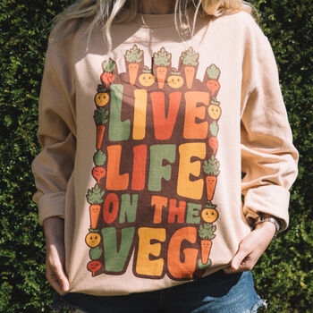 Live Life On The Veg Women's Slogan Sweatshirt, 2 of 3