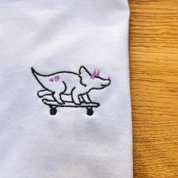 Skateboard Dinosaur Embroidered T Shirt, 3 of 7