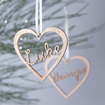 Personalised Heart Name Christmas Bauble Decoration, 10 of 10