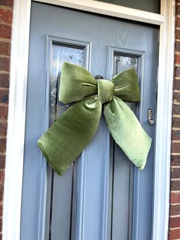 Olive Green Velvet Door Bow, 2 of 2