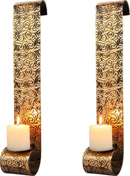 Set Of Two Metal Wall Sconce Candle Holder Decor, 6 of 6