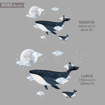 Whale, Clouds And Moon Fabric Wall Sticker, 2 of 4
