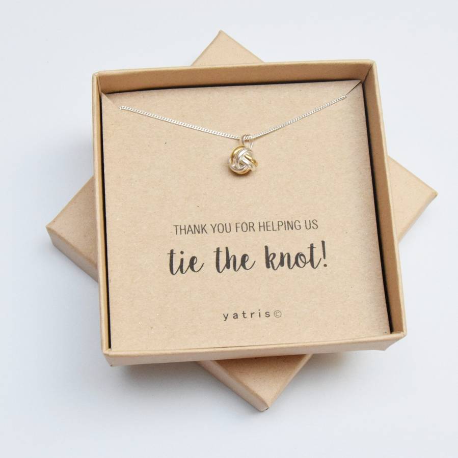 'tie the knot' bridesmaid silver pendant necklace gift by yatris home