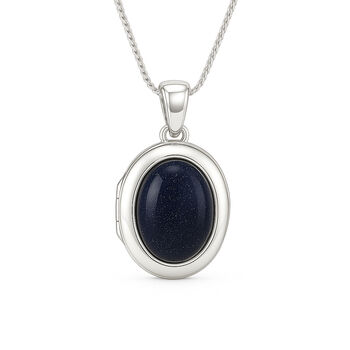 Personalised Sterling Silver Night Sky Goldstone Locket Necklace, 7 of 11
