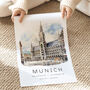 Munich Germany, Travel Art Illustration Print, thumbnail 4 of 7