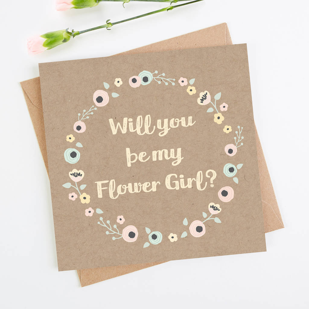 Will You Be My Flower Girl Kraft Floral Card By LOOM Weddings