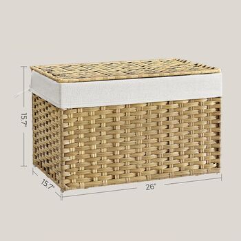 Woven Storage Basket With Lid Blanket Bin, 2 of 8