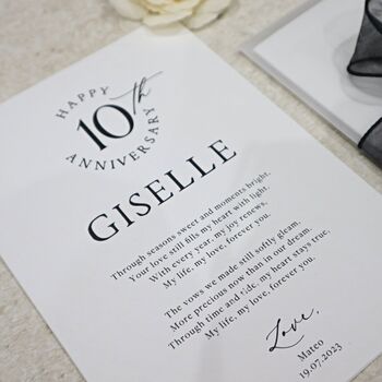 Personalised 10th Wedding Anniversary Card For Him Her Luxury Gift Handmade, 3 of 9
