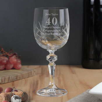 Engraved Cut Crystal Age Wine Glass, 4 of 7