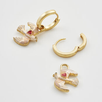 Gold Love Dove Huggie Earrings, 4 of 9