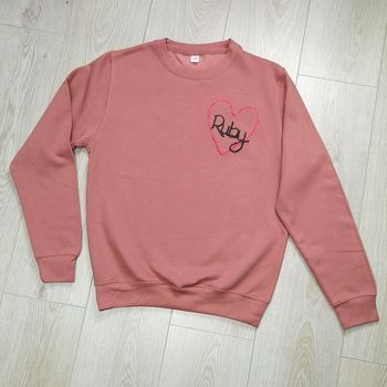 Pet Name Hand Embroidered Pink Sweatshirt, 3 of 4