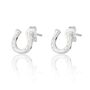 Sterling Silver Lucky Horseshoe Stud Earrings, thumbnail 2 of 5