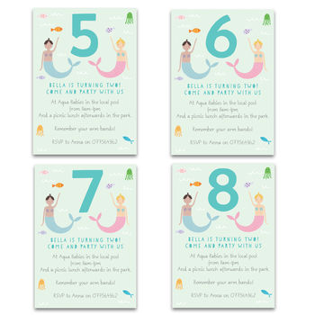 Personalised Mermaid Children's Birthday Invitations, 4 of 4