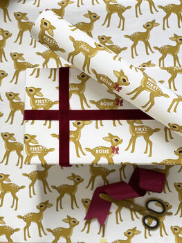 Personalised Christmas Bambi Deer Wrapping Paper, 3 of 3