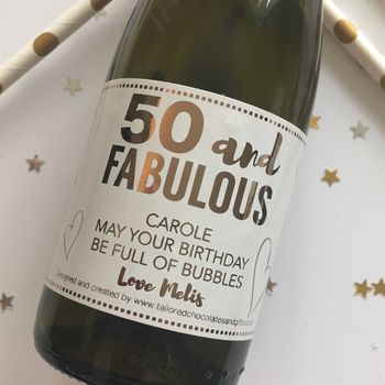 Personalised 50 And Fabulous Prosecco Label, 2 of 3