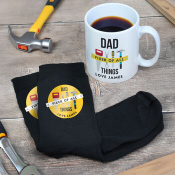 Mug And Socks Gift Set For Men Fixer Of All Things, 4 of 5