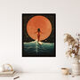 Surfing Through Time And Space Peachy Wall Art Print, thumbnail 4 of 6
