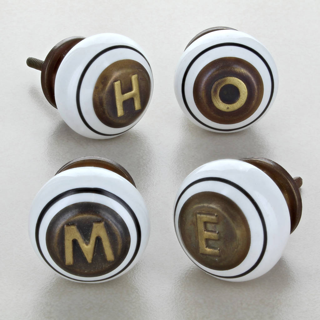 Copper Monogram Ceramic Door Knobs Pull Handles By G Decor