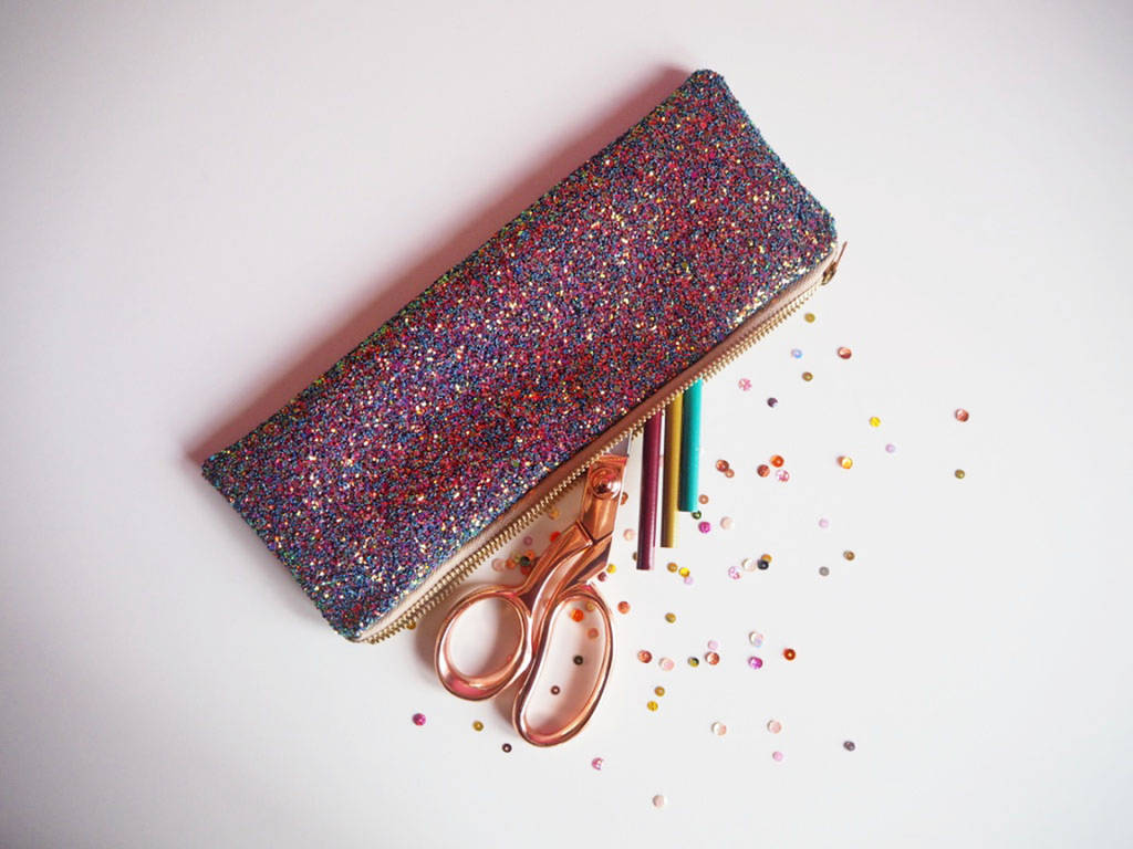 sparkly glitter pencil case