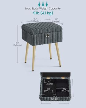 Rectangular Vanity Stool Storage Footrest Ottoman, 2 of 6