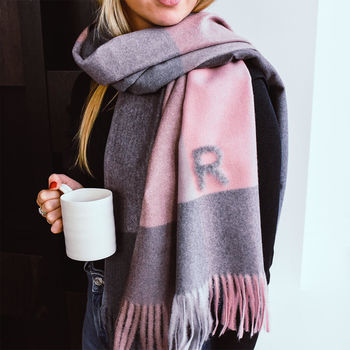 Personalised Brushed Check Chunky Blanket Scarf, 3 of 12