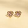 Purple Heart Lavender Amethyst Stud Earrings In Silver And Gold, thumbnail 1 of 12