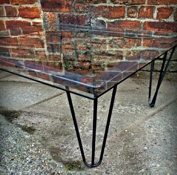 Industrial Hairpin Glass Coffee Table 209, 2 of 5
