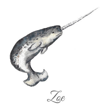 Personalised Narwhal Art Print, 2 of 5