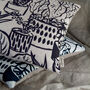 Black And Natural Linen Houseplant Cushion, thumbnail 3 of 4