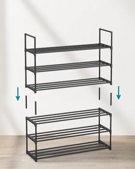 Set Of Two Three Tier Shoe Rack Black, 5 of 7