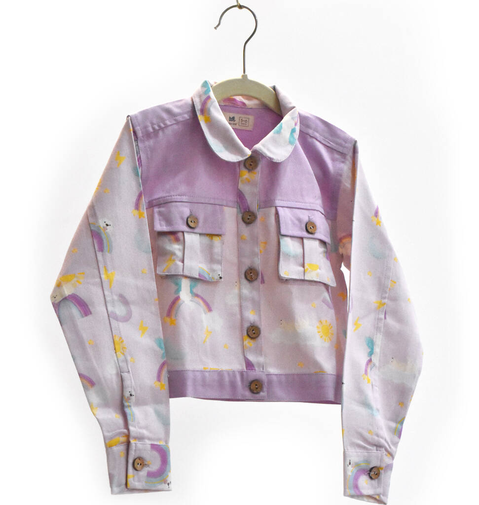In The Sky' Lavender Cropped Children's Jacket, 1 of 3