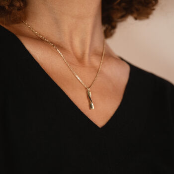 Handmade Solid 18ct Gold Twist Bar Necklace, 4 of 5