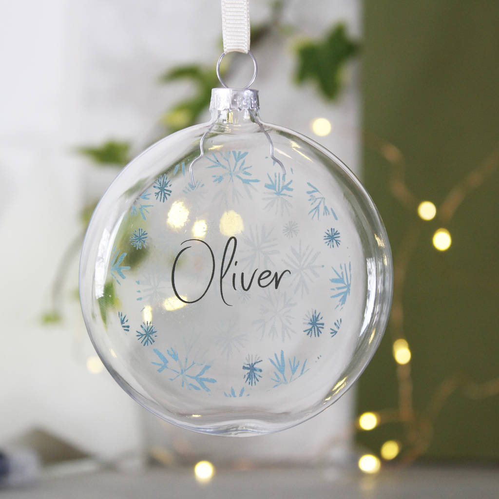 Personalised Glass Christmas Bauble By Olivia Morgan Ltd