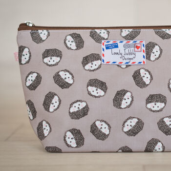 Hedgehog Gift Hedgehogs Makeup Cosmetic Bag, 3 of 3