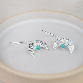 Sterling Silver Moon And Turquoise Hoop Earrings, 3 of 3