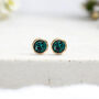 Yellow Gold Plated May Emerald Birthstone Stud Earrings, thumbnail 3 of 7