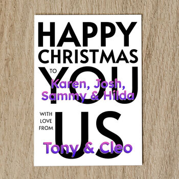 Personalised Family Names Christmas Card With Message, 2 of 8