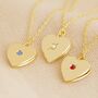 Birthstone Heart Locket Necklace In Gold Plating, thumbnail 2 of 11
