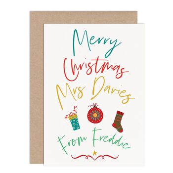 Personalised Teacher Christmas Card, 2 of 2