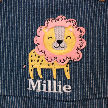 Personalised Baby Lion Dungarees Set For Girl, 11 of 12