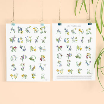 Inky Wildflower Alphabet A To Z Illustrated Print, 9 of 12