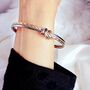 Tarnish Free Two Tone Knot Bangle – Open Cuff Rope Bracelet In Gold, Silver, Or Two Tone Metal | Meaningful Gift, Modern Minimalist Jewellery, thumbnail 5 of 5