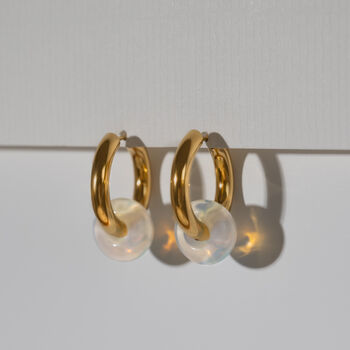 Chunky Gold Opal Donut Hoop Earrings Non Tarnish, 5 of 5
